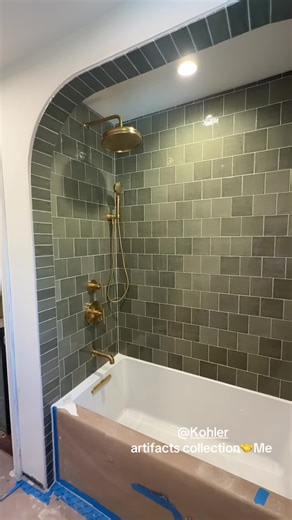 @Kohler and @Edward Martin have my shower looking like it belongs in a magazine 🥲 (don’t worry y’all the light inside is going to have a dimmer) #bathroomremodel #bathroomrenovation #kohler #shower #showerremodel #showertok #tile