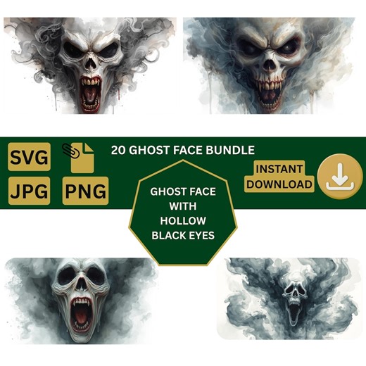 Ghost Face SVG Bundle, Spooky Halloween Clipart (digital Download) - Etsy