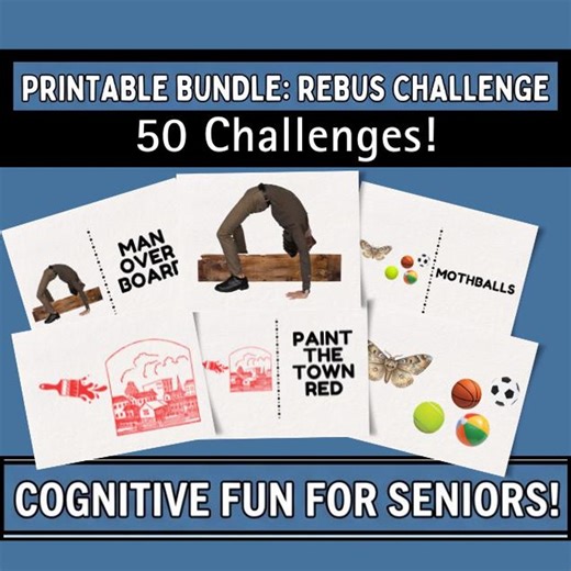 Senior Rebus Puzzle Printable, Large Print Brain Game (PDF Download) - Etsy