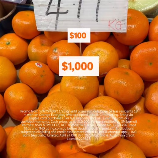 Cashback Moments is giving ING customers the chance to make their everyday spending even more rewarding. Use your Orange Everyday or Orange One card and you could be in with a chance to win up to $10,000! Now that's spends with benefits. T&Cs apply. | ING Australia