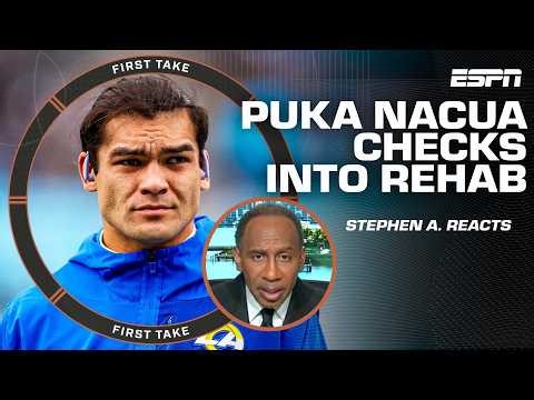 Stephen A. reacts to Puka Nacua checking into rehab | First Take