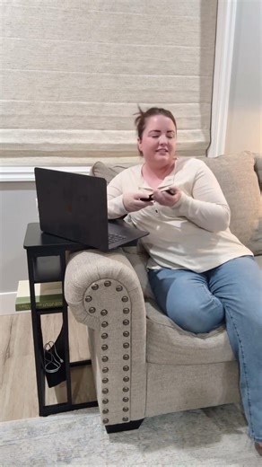 C Shaped End Table with Charging Station