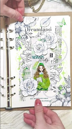 📗Journaling Ideas | Aesthetic Vintage Scrapbook with Green Stickers & Layouts | ASMR