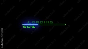 Animated processing and loading bar with countdown animation on isolated black background