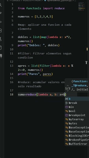 Cómo usar map, filter y reduce en Python