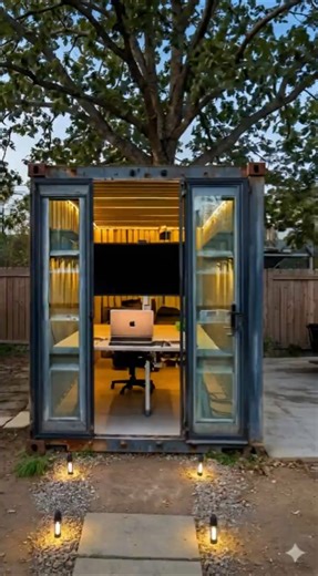 I Turned an Old Shipping Container Into a High-Tech Backyard Office #shorts #transformationvideo