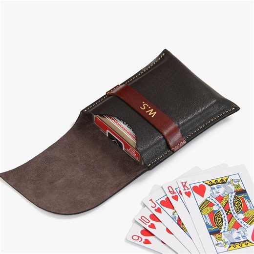 Personalized Leather Playing Card Case, Full Grain Goatskin Deck Box - Etsy