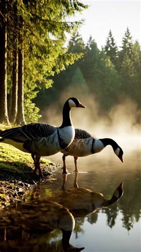 Graceful Geese Walking 2-Step Motion 🦢 | Stunning 8K Wildlife Video #birds #vibrantbirds #nature