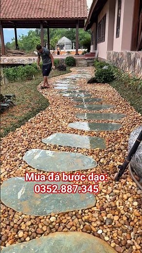 Đá bước dạo làm lối đi sân vườn, lát sân.