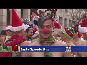 18th Annual Santa Speedo Run Held In Boston's Back Bay