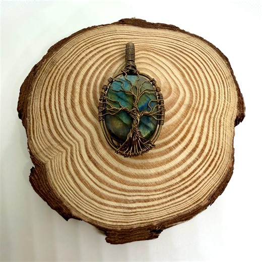 Wire Wrapped Labradorite Pendant, Copper Tree of Life Necklace, Handmade Crystal Jewelry - Etsy
