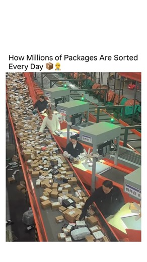 Exploring Technology on Instagram: "Step inside a high-speed automated logistics hub where thousands of parcels move every minute through a powerful conveyor network. At induction points, workers carefully position packages so advanced barcode scanners can instantly read and track each shipment. Using laser-guided technology and automated diverter arms, parcels are sorted in real time and routed to the correct destination with incredible precision. This behind-the-scenes look reveals the scale,