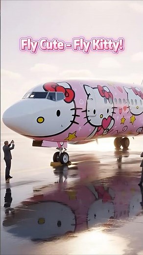 💗 The Hello Kitty Jet Takes Off! #plane #hellokitty #fluffy #fly#PinkAirlines #Shorts #737