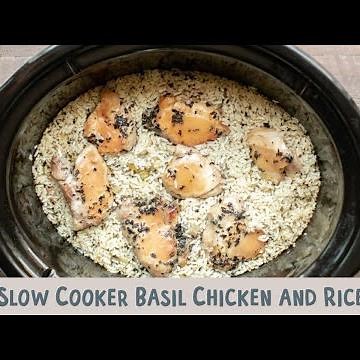 🌿🔥 Slow Cooker Basil Chicken and Rice 🍗🍚 Fresh, Flavorful, and Easy! ✨🍴