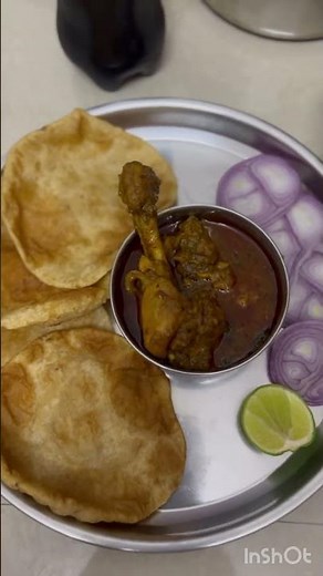 Poori & chicken combo#yummy #youtubeshorts #ytshorts