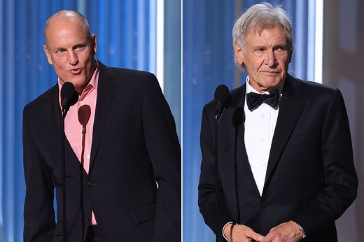Woody Harrelson roasts Harrison Ford during Life Achievement Award, scolds audience for not laughing enough