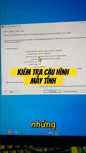 Kiểm tra cấu hình máy tính #pctips #pcsettings #windows