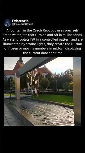 Fountain Displays Time Using Perfectly Timed Droplets