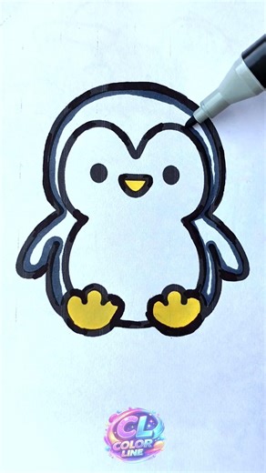 Cute Penguin Coloring 🐧 So Satisfying It’s Impossible to Skip#penguin #shorts #howtodraw
