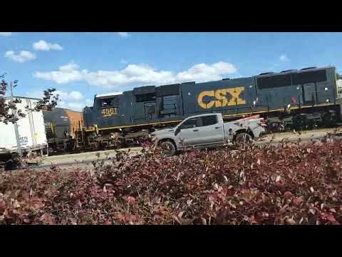 CSX X602 Long Manifest Freight Train Leads to Brewton Alabama with End DPU SD70MAC Power