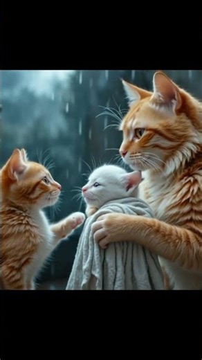 The mother cat helps a helpless little kitten. #ai #story