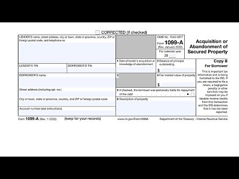 IRS Form 1099-A Walkthrough (Acquisition or Abandonment of Secured Property)