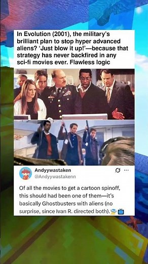 In Evolution (2001), the military’s brilliant plan to stop hyper advanced aliens? ‘Just blow it up!'