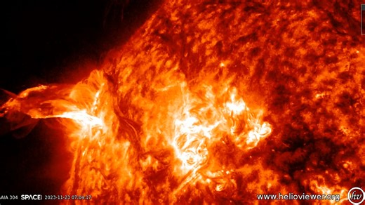 14K views · 673 reactions | The sun erupted with a flurry of solar flares and filament eruption on Thanksgiving Day (Nov. 23, 2023). See NASA's Solar Dynamics Observatory's view of the fireworks. Science & Astronomy News  https://trib.al/Os96oib Credit: Space.com | NASA/SDO | edited by [Steve Spaleta](https://trib.al/6m0G9NF) Music: A Rising Sun by Alan Ellis / courtesy of epidemicsound.com | Space.com | Facebook