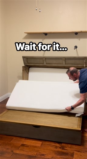 A full bed that closes away in seconds. Perfect for guest rooms, offices, and small spaces. #SpaceSavingFurniture #SmallSpaceLiving #furnituredesign #modernhome #interiordesign | Brick and Mortarless Furniture