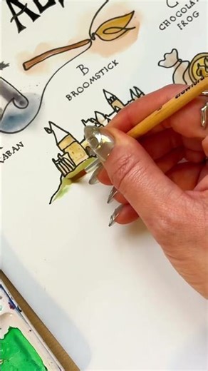 Drawing Hogwarts in one single line for Day 8 (Letter H) of The Wizard’s Alphabet #harrypotter