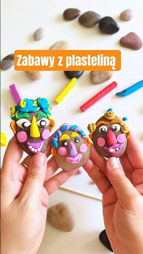 Playing with plasticine to stimulate a child's imagination, i.e. stone faces