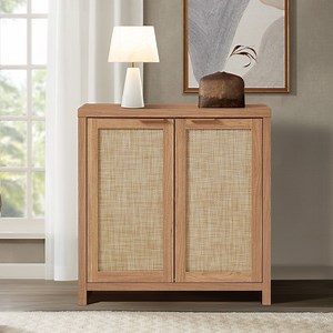 ARKANTOS Rattan Sideboard Cabinet with Storage, Buffet Cabinet with Adjustable Shelf, Accent Cabinet for Living room, Natural Oak