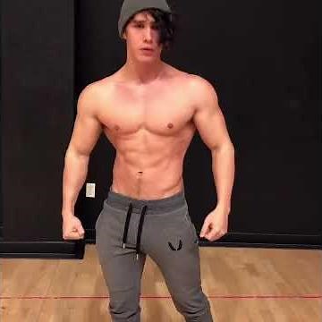 Joshua flexes his muscles