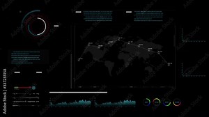 Business user interface with stock graph chart and indicator element, Raising and falling status, for Increase and recession of business concept, dark and grain process