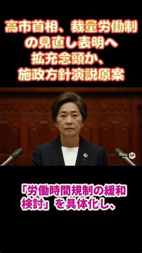 Prime Minister Takaichi to announce review of discretionary work system; draft of policy speech l...