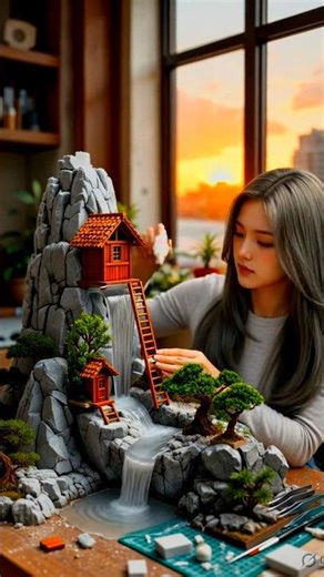 I Built a Mini Waterfall Village at Home!