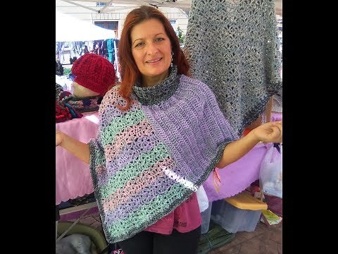 PONCHO UNCINETTO CON 2 RETTANGOLI tutorial ogni filato ed uncinetto
