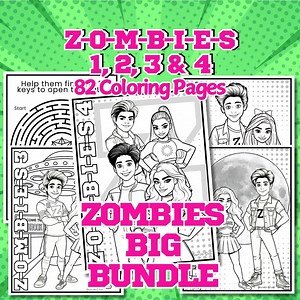 Disney Zombies 1,2,3,4 Coloring Pages - Zombies Printable Color Book 82 Page Bundle (instant Digital Download PDF) Party Activity - Etsy