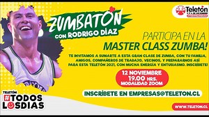 41 reactions | ✨ ¡Participa ESTE VIERNES junto a tu familia, amigos, compañeros de trabajo o vecinos en la Zumbatón, junto a Rodrigo Díaz!  ▶️Inscríbete en empresas@teleton.cl La #Teletón se vive este 3 y 4 de diciembre y #TodosLosDías 料❤️ | Teletón Chile | Facebook