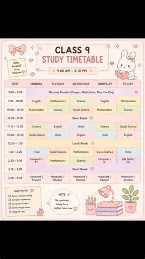 University Time Table 2026 | Daily Study Routine for College Students |