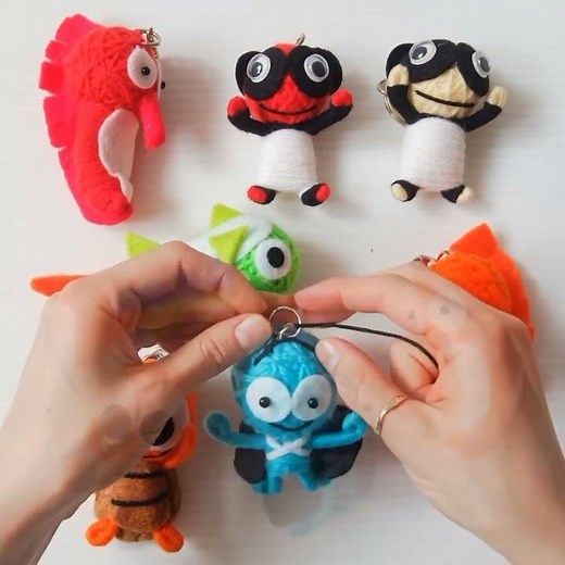 Cute Felt Animal Keychain Set! 🐼 Ladybug, Seahorse & Panda Unique Handmade Gift