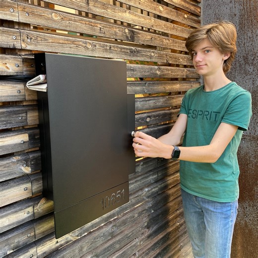 Personalized Black Steel Mailbox With Lock - Modern Wall Mounted Design - Etsy