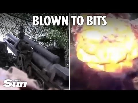 Ukraine troops blast Russian positions with massive artillery strikes in dramatic frontline footage