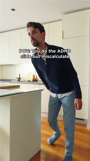 That familiar urge to gracefully “ADHD slide” past an obstacle, only to completely miscalculate and smack right into it? That's the hilarious (and slightly painful) reality of our sometimes-wonky spatial awareness and impulsivity!