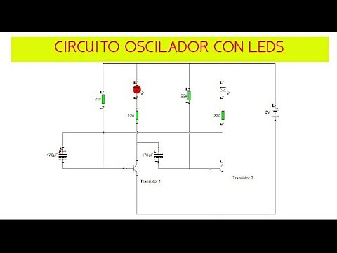 Simulación circuito encendido y apagado de dos leds alternadamente, con capacitores y transistores.