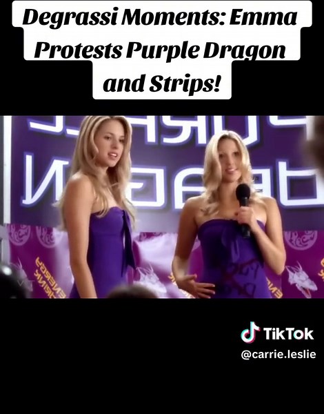 Degrassi Moments: Emma Protests Purple Dragon and Strips! #CarrieLeslie #FYP #ForYourPage #ForYou #Degrassi #DegrassiTheNextGeneration #DegrassiTNG #EmmaNelson #MiriamMcDonald #PurpleDragon #HungryEyes #Protest #Strip #School #Throwbacks #Nostalgia #2008 #2000s #Canada #CanadianTikTok #🇨🇦