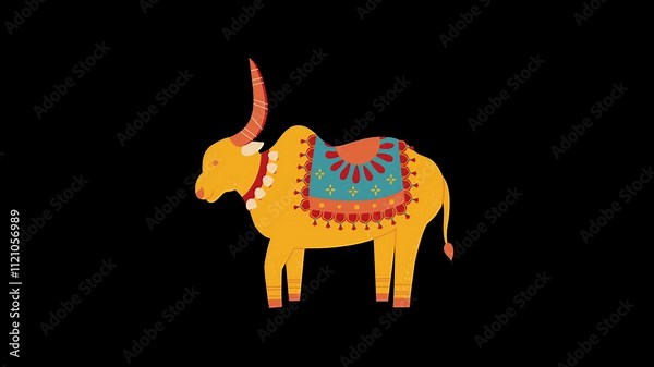 cow animal animation. cow icon 2d animation. domestic animal. Asian cow.