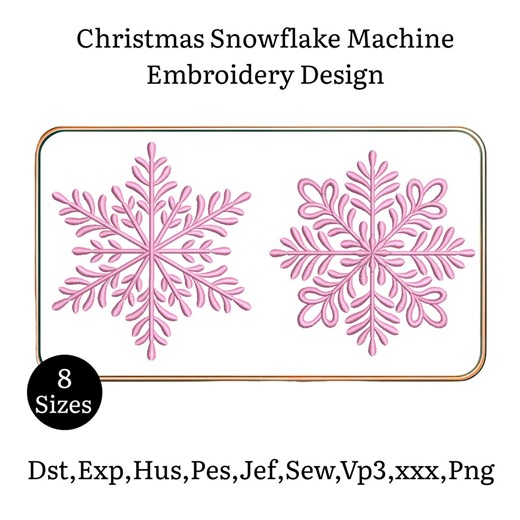 Snowflake Christmas Embroidery Design Machine Embroidery Design (instant Download) 8 Size - Etsy