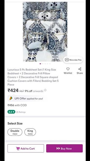 💙Meesho 5 Pc Bedsheet Set(king size) #meesho#meeshofinds#ytshorts#shortsfeed#unboxing#short#shorts