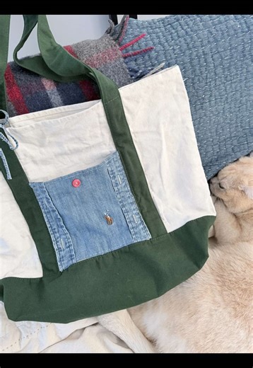 weekend craft idea: reworking viral trader joe’s tote! #upcycle #traderjoes #diyprojects #cozyathome #hobby